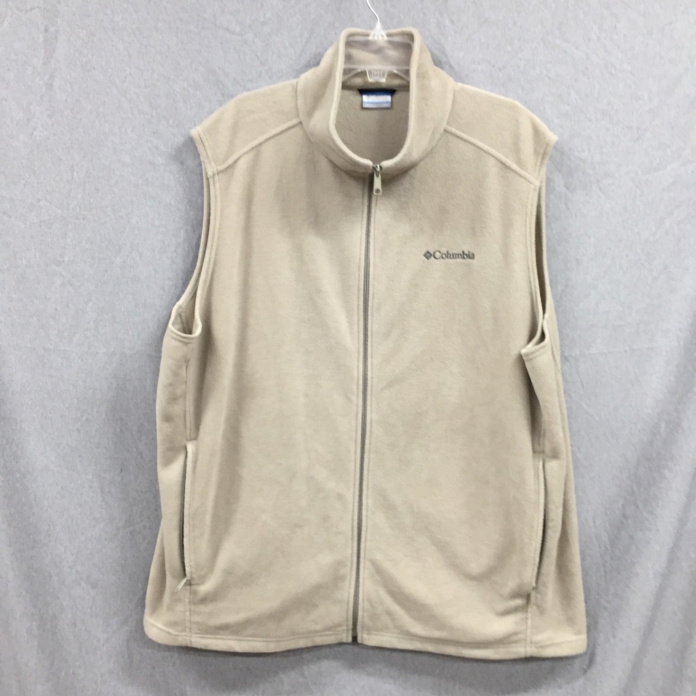 Columbia Mens 3XT Fleece Vest Tan Beige Full Zip Steens Mountain Big Tall 3XL T